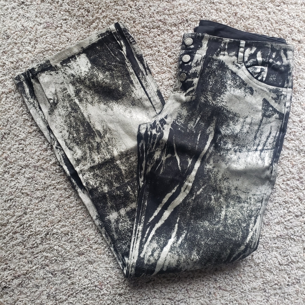 Lunachix black and gold button fly pants